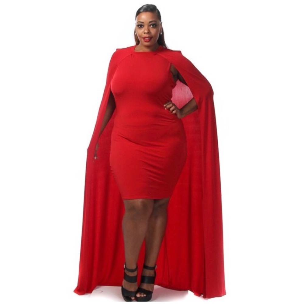 Plus size cape dress.